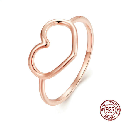 Sterling Silver Hollow Heart Rings for Women