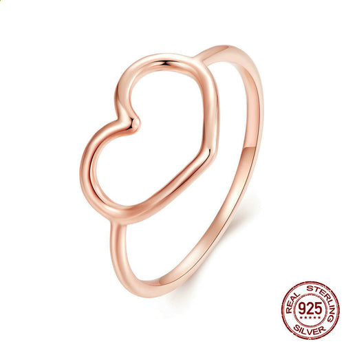 Sterling Silver Hollow Heart Rings for Women