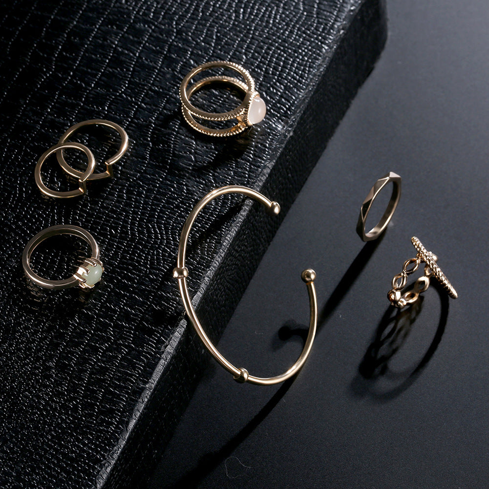 8-Piece Bridal Jewelry Set with Bracelets and Rings