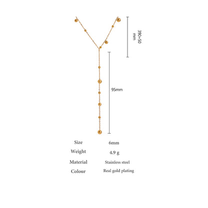 Y-Shaped Long Tassel Necklace for Women in Stainless Steel