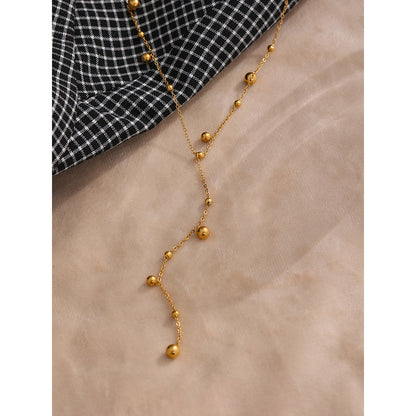 Y-Shaped Long Tassel Necklace for Women in Stainless Steel