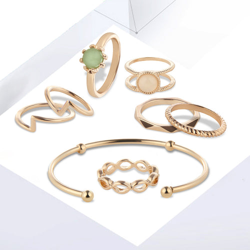 8-Piece Bridal Jewelry Set with Bracelets and Rings