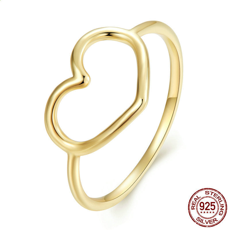 Sterling Silver Hollow Heart Rings for Women
