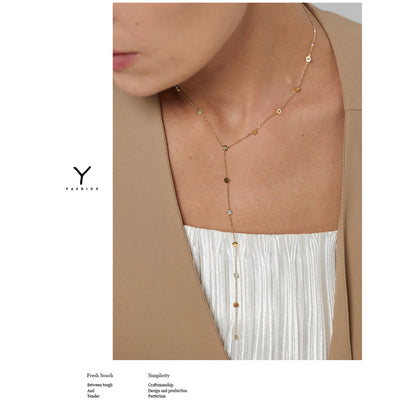 Y-Shaped Long Tassel Necklace for Women in Stainless Steel