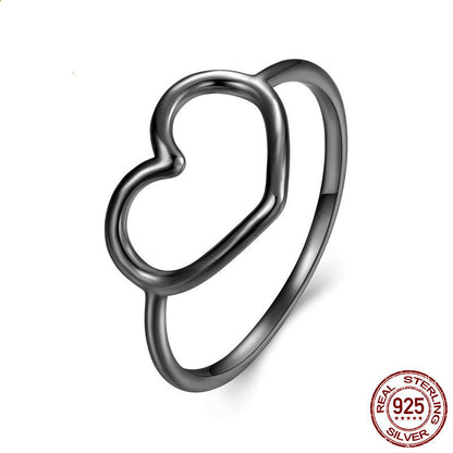 Sterling Silver Hollow Heart Rings for Women