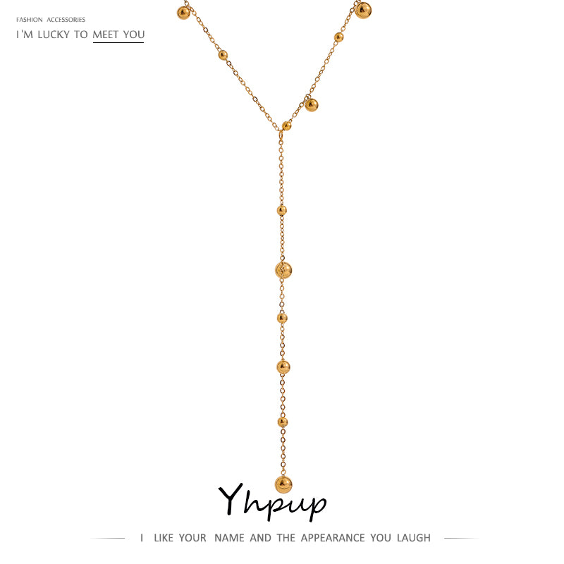 Y-Shaped Long Tassel Necklace for Women in Stainless Steel