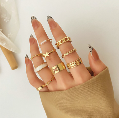 Retro Artistic Relief 12-Piece Ring Collection