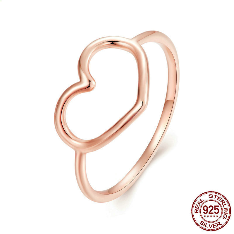 Sterling Silver Hollow Heart Rings for Women