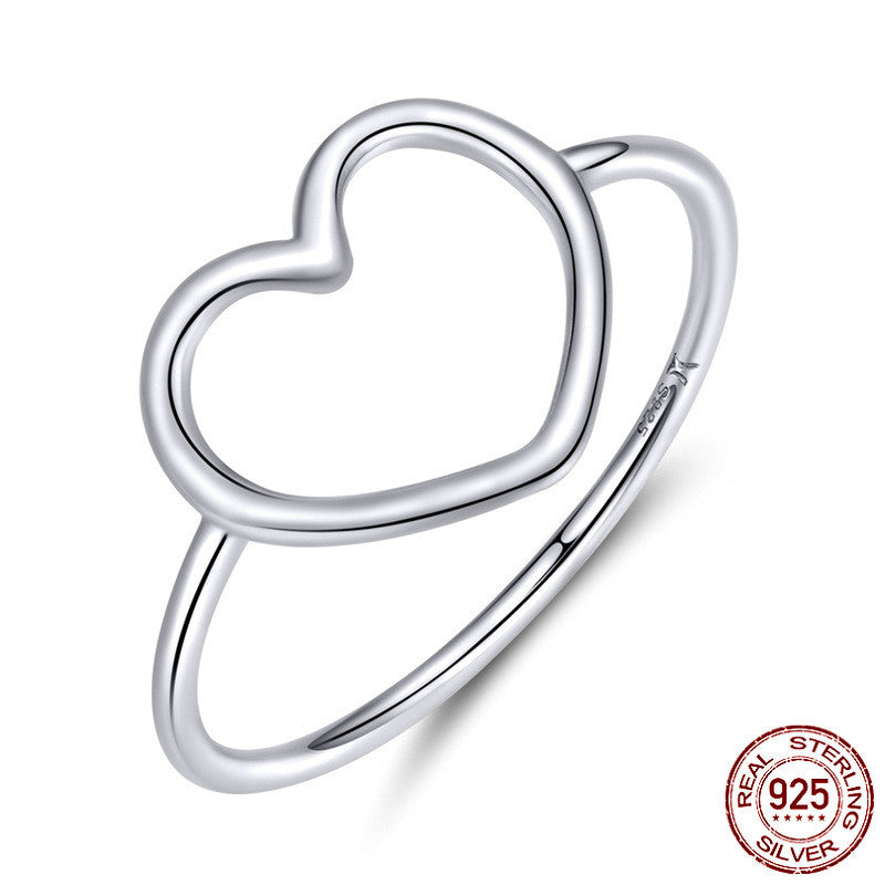 Sterling Silver Hollow Heart Rings for Women