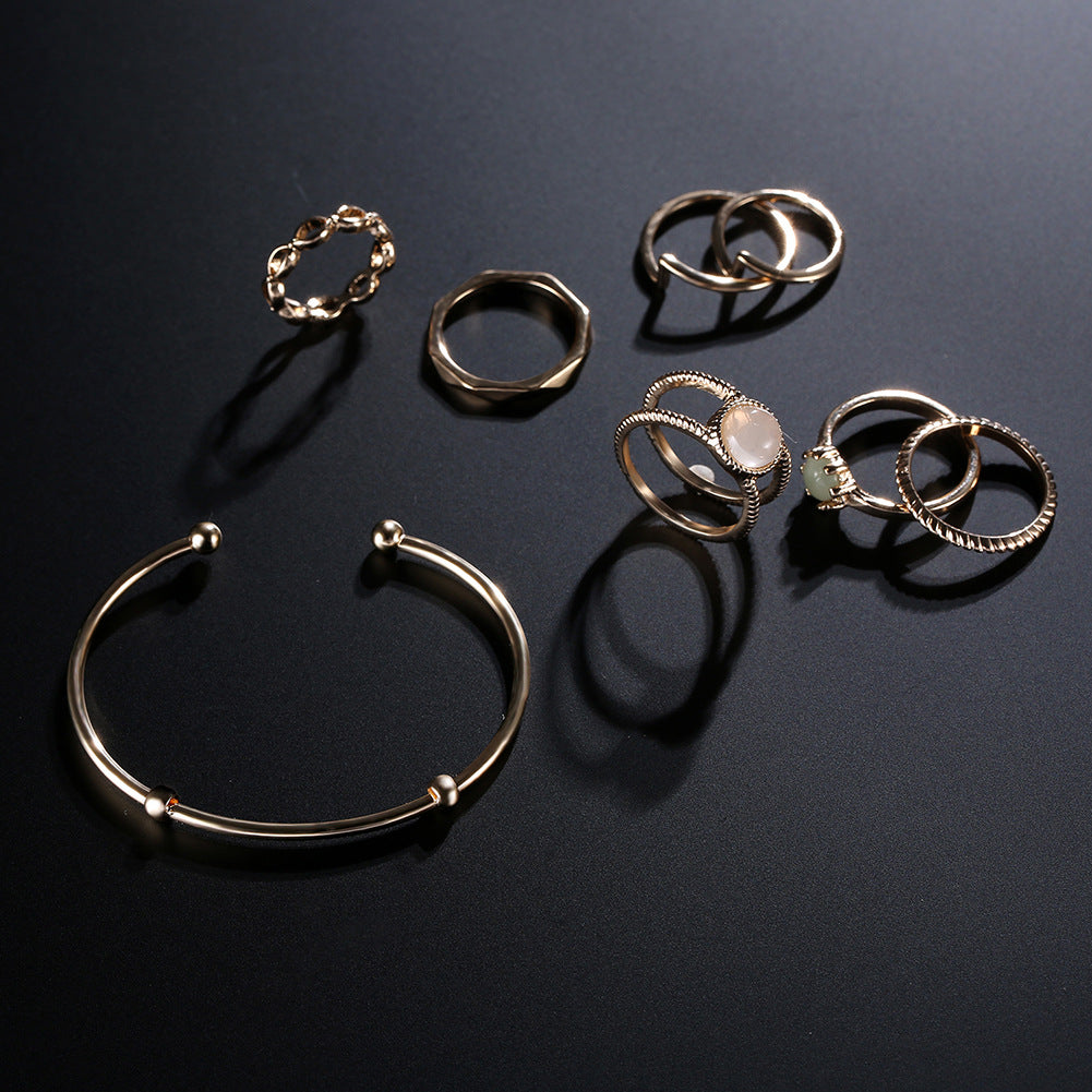 8-Piece Bridal Jewelry Set with Bracelets and Rings