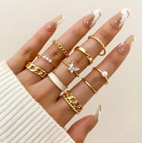 Retro Artistic Relief 12-Piece Ring Collection