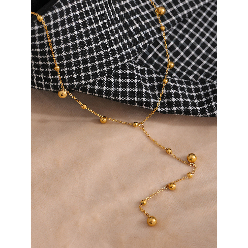 Y-Shaped Long Tassel Necklace for Women in Stainless Steel