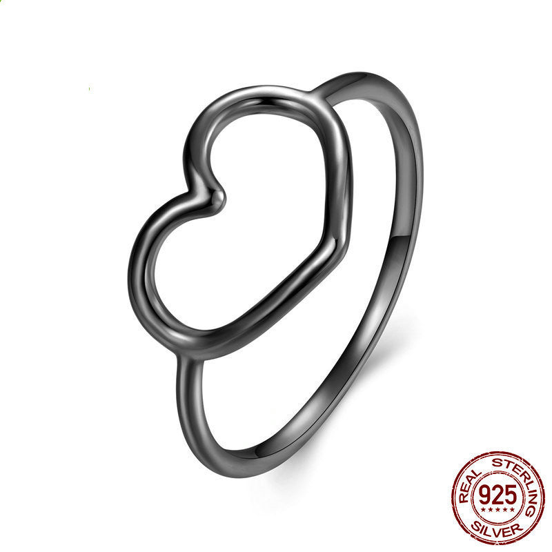Sterling Silver Hollow Heart Rings for Women